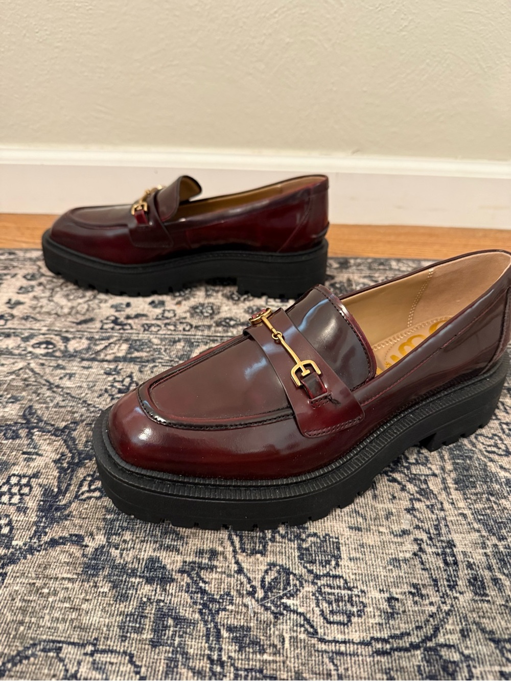 Sam Edelman Women’s 9 Lea Burgundy Lug Sole Platform Loafer - Picture 3 of 6